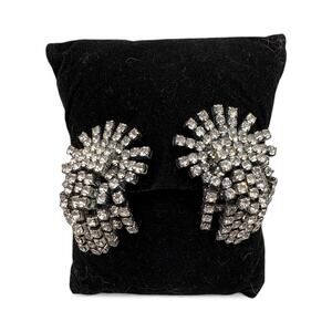 Stella & Dot Crystal Burst Clip Earrings in silver-tone plate